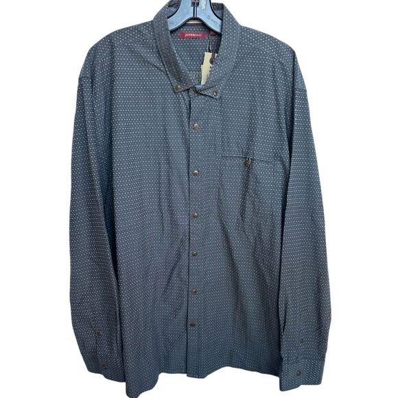 NWT Jeremiah Inkwell Long Sleeve Button Down Navy Dot 100%‎ Cotton Men`s XXL - Picture 1 of 7